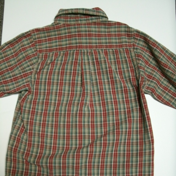 Children's Place Boys Shirt Button Down Red Tan Green Plaid Long Sleeve 5-6 - Picture 8 of 11